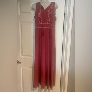 Garnet Hill Terracotta Maxi Dress with Embroidery- Sz M